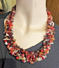 Rote Bambus Koralle Granat Achat Kieselstein Perlen 163g Vintage 21 " Halskette