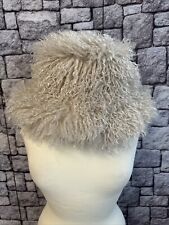 Kuschel Hut Damen Zottelfell Fake Neu Beige mit Zugband innen 17B66