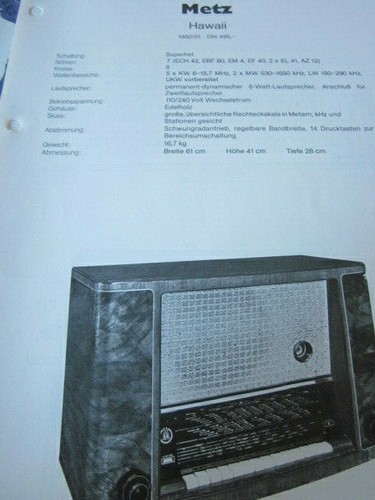 Schaltplan radio metz hawaii - metz,