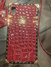 LUXUS HANDY HÜLLE RED IPHONE XS MAX LACK KROKO MIT UMHÄNGEGURT BAND EDEL STABIL