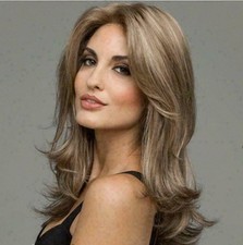 Neu Damen Perücke Blond Braun