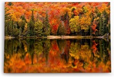 120x80cm Wandbild See Herbst