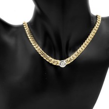 Collier im Panzerdesign mit Brillantsolitär 0,25 ct. in 14 Kt 585 Gold 44 cm