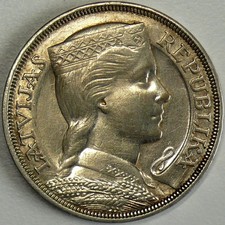 Lettland 5 Lati 1931, Silber