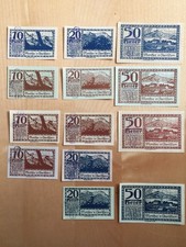 MONDSEE: 3 komplette Sätze und 4 Einzelscheine, alle mit Verlängerungsstempel