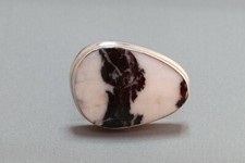 Toller Zebra Marmor Ring - 40 x 29 mm - in massiv Sterling Silber - 925 - Gr. 57