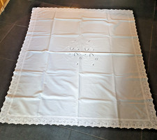 Große weiße Tischdecke Festlich Lochstickerei weiß *hochwertig 124x 152 cm