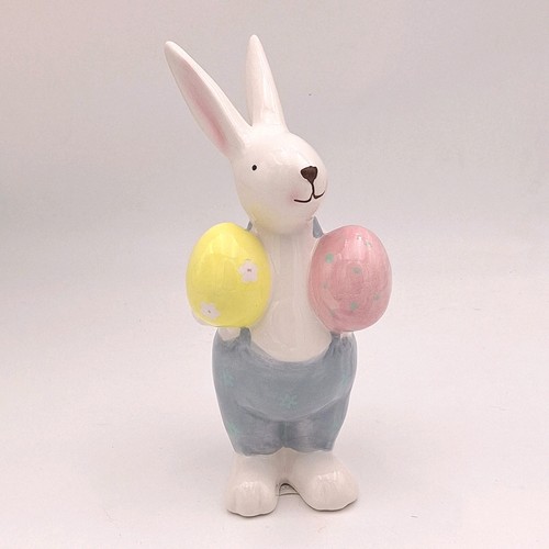 Hase mit eiern keramik weiß - mit,