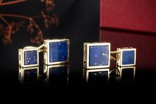 Cartier Vintage Manschettenknöpfe Lapislazuli beidseitig in Gelbgold 750 Schmuck