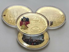 25 Jahre Wiedervereinigung oval 90x65mm Medaillen vergoldet,  AUSWAHL (S4-20-21