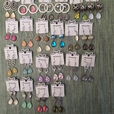 Ohrringe Handarbeit, Glas Cabochon, Träne mit Anhängern, Verbinder , Unikat