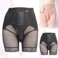 Herren Knopfleiste Netz Taille Heben Hüftheben Hohe Taille Shapewear Höschen