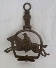 ++ Wandhaken Garderobe - Pferd / Reiter / Steigbügel aus Messing / Ombra Italy +