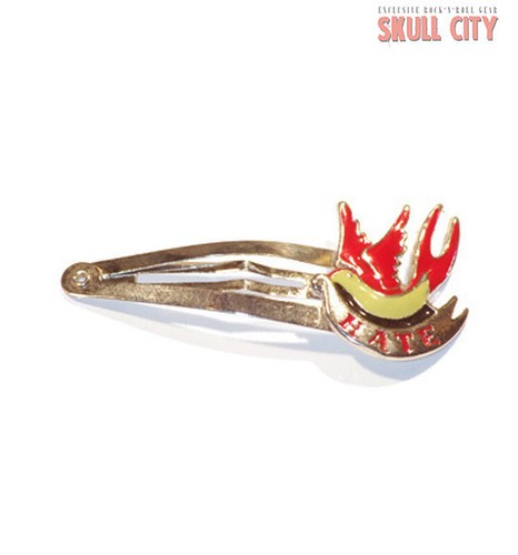 Red hate swallow hairclip - red,