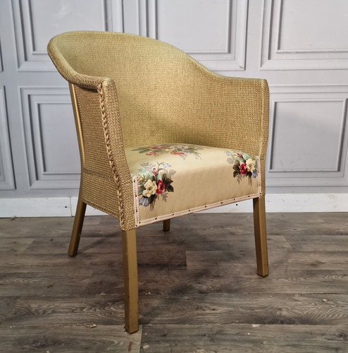 Vintage woven tub chair - tub, gold