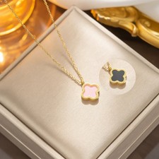 Kleeblatt Halskette Damen - 18k Vergoldet, Edelstahl, Glücksbringer Schmuck