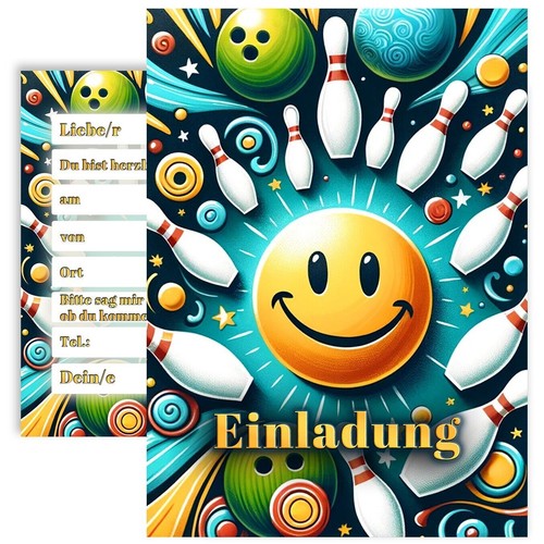 10x bowling einladungskarten - 10x,