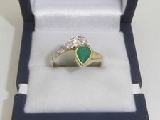 585 Gelbgold 14K Gold Ring Smaragd 2,71 g Verlobungsring RG 58 - 18,4 mm 7952