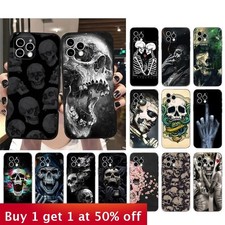 For iPhone 16 Pro Max 15 14 13 12 11 XR XS Phone Cover Skull Skeleton Cool Case