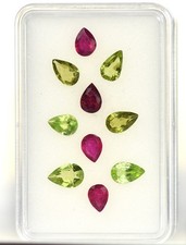 Rubin & Peridot Edelstein Set – 10 Stück, insgesamt 9,2 Karat, 8x5 und 7x5 mm
