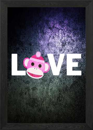 Socke monkey love gerahmtes - monkey,