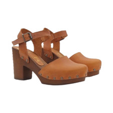 Holzschuhe Schwedisch Leder Made IN Italy - MY126 Brown