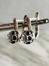 Ohrringe Fianiten Silber 22 Karat 925 UdSSR Vintage Russisch Sowjetisch...