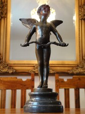 Bronze + Marmor Statue Engel