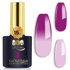YTD Likomey UV Nagellack Farbwechsel Thermo Farbgel,15Ml Nacktrosa Traubenviolet
