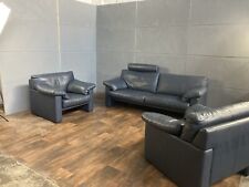 Erpo CL 300 Leder Sofa Garnitur Dunkel Blau  Dreisitzer + 3 Sessel Couch #48