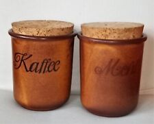 Kaffee und Mehl Vorrats Dosen Steingut Keramik? Korkdeckel braun rund  14 x 11