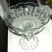 Große antike Biedermeier Fuß-Sahneschale  1 - 21 cm - geschliffen - aus Nachlass