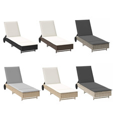 Sonnenliege Gartenliege Balkonliege Liege mit Rollen und Auflage Poly Rattan