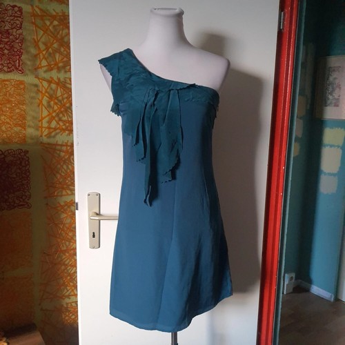 Petrolblau seide partykleid - seide,