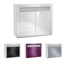 Kommode Sideboard Anrichte Schrank Valencia in Weiß - Hochglanz und Naturtöne