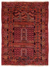 Antiker Belutsch Nomadenteppich 121x90 | Gebetsteppich, handgeknüpft aus Wolle