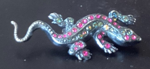Brosche strass eidechse bunt - brosche,