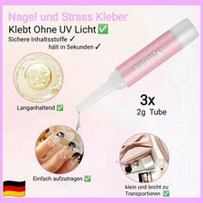 3x Power Nagelkleber Nagelkleber Für Kunstnägel Tips Press on Strass Ohne UV✅