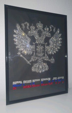 WANDBILD GLASSBILD RUSSISCHER WAPPEN RUSSKIJ GERB CRYSTAL STEINE 30X40 CM 