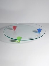 Vintage Postmoderne Schale Montana Dessert Glas Teller Rot Blau Gelb Grundform