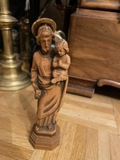 Schöne Heiligenfigur heiliger Josef mit Jesus Kind  aus Holz geschnitzt