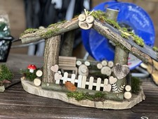 Vogelhaus Vogelvilla Unikat Massiv Mit Schieferdach Und Massiver Holzplatte