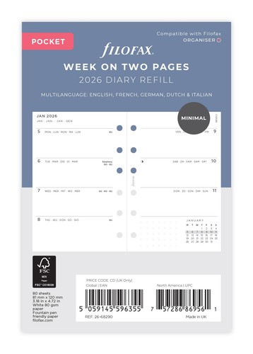 Filofax pocket minimal week - filofax,