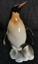 Hutschenreuther Kaiserpinguin Pinguin Figur Mutter m Kind Achtziger Kunstabteil