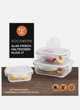 KOCHWERK Vorratsdosen Glas Frischhaltedosen Klick-It 3er Set