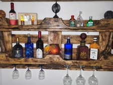 Wand-Bar Wein-Schnaps Regal mit Gläser Aufhängung Deko-Weinrebe