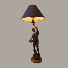 Antike Jugendstil Tischlampe Bronze Victor Rousseau um 1900
