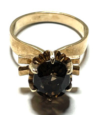 Vintage Design 375 Gold 9 K Ring Rauchquarz Ø 17mm RG 54 Juwelier solide Qual.