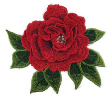 Rote Rose Stickerei Patch