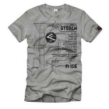 Fieseler Storch Daten Fi156 Flugzeug Luftwaffe Oldtimer Fan T-Shirt#32298